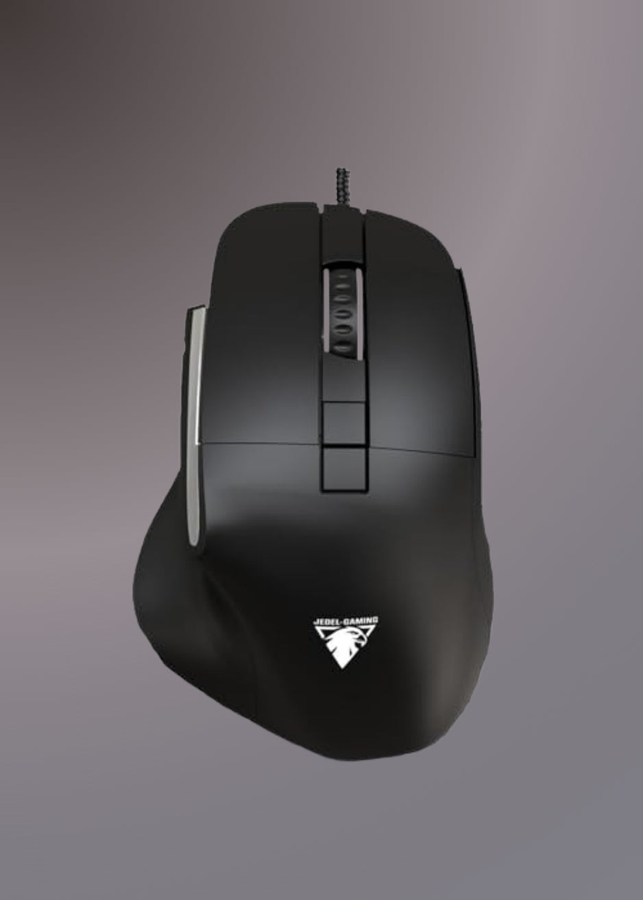 JEDEL CP102 Gaming Silent Clicks Mouse Optical Sensor 3600 DPI 7 Buttons Braided cable Ultra Comfortable (Black)