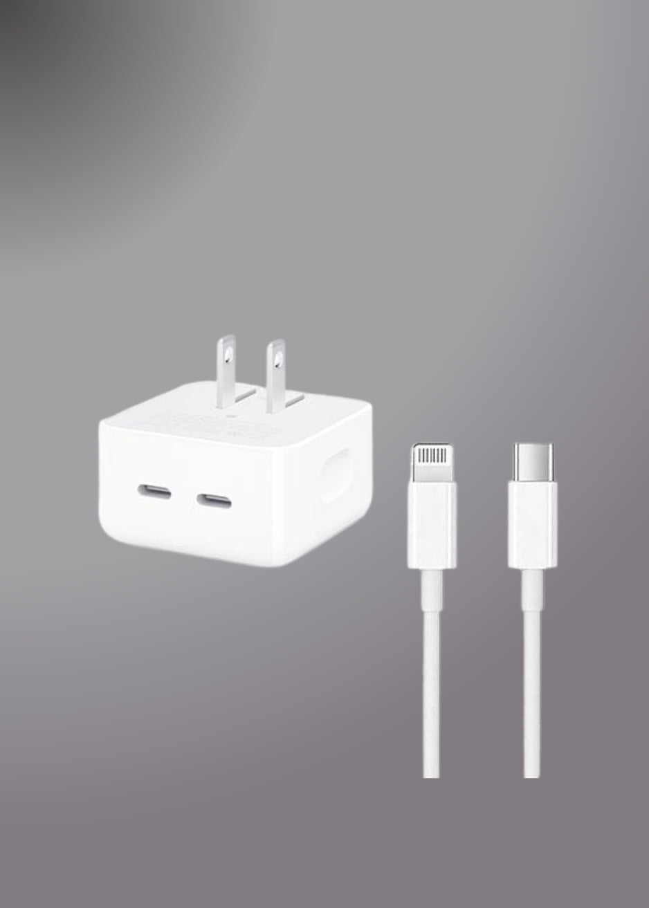 PHONE 14 Pro 2 Pin (US PIN) 50W USB-C+C POWER Adapter With USB-C