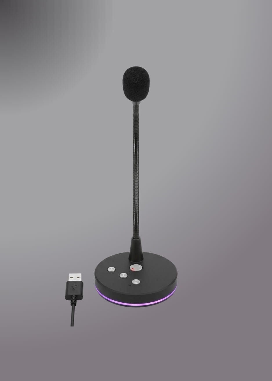 W33 Desktop USB Microphone with Mute & 360° Adjustable Gooseneck
