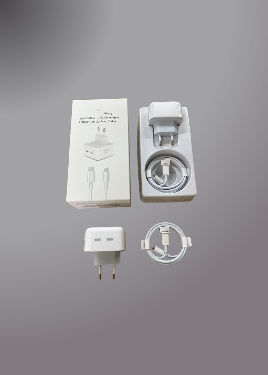 PHONE 14 Pro 2 Pin (US PIN) 50W USB-C+C POWER Adapter With USB-C