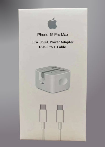 IPHONE 15 PRO MAX 3 PIN (UK PIN) 35W USB-C POWER ADAPTER (Without Packing)