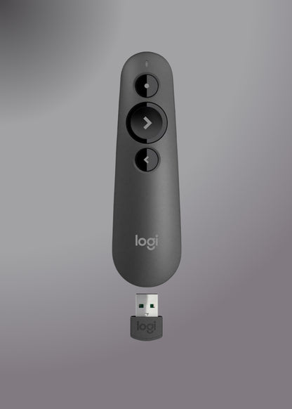 Logitech R500 Laser Presentation Remote Clicker with Dual Connectivity Bluetooth or USB for Powerpoint, Keynote, Google Slides, Wireless Presenter