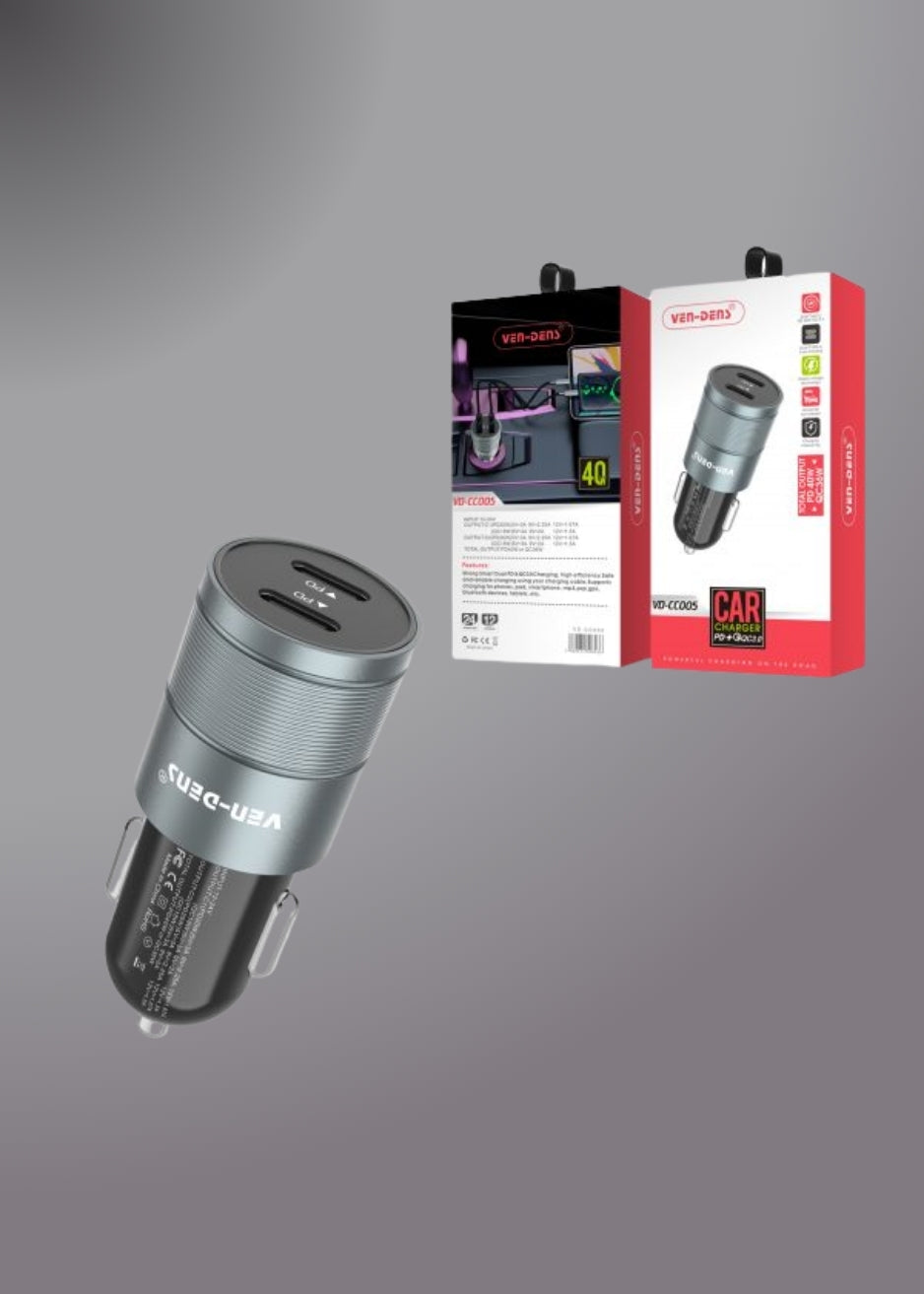 VEN DENS VD-CC005 40W Car Charger PD + QC 3.0