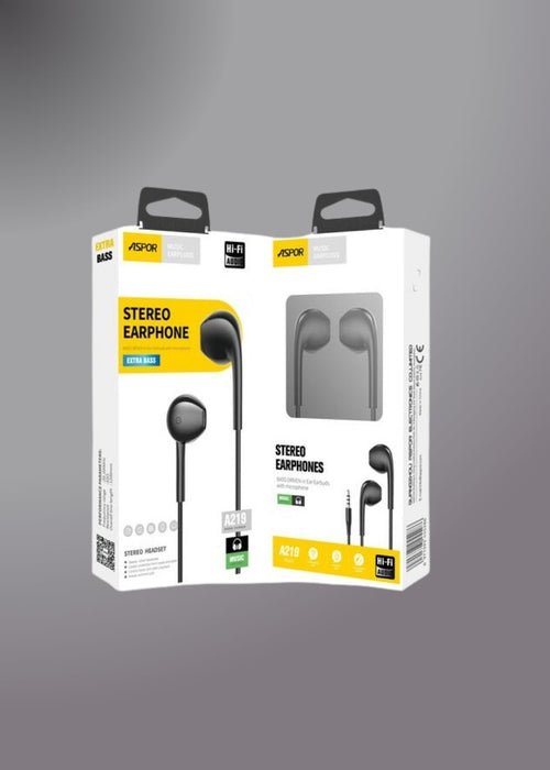 A219 Aspor 3.5mm Earphone/handfree Universal With High Bass Quality Sound