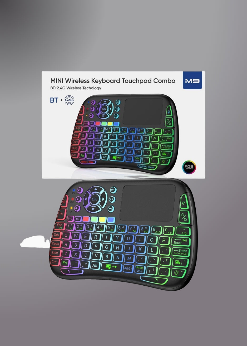 M9 Bluetooth Mini Wireless Keyboard 7 Backlit 2.4g Air Mouse Remote Touchpad