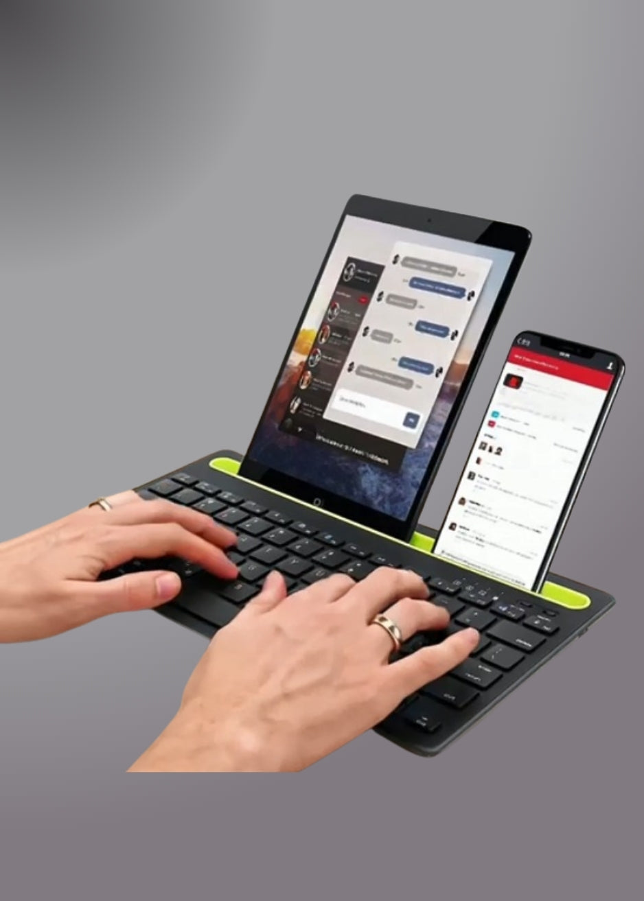 Wireless Bluetooth Keyboard With Phone/tablet Holder Slot