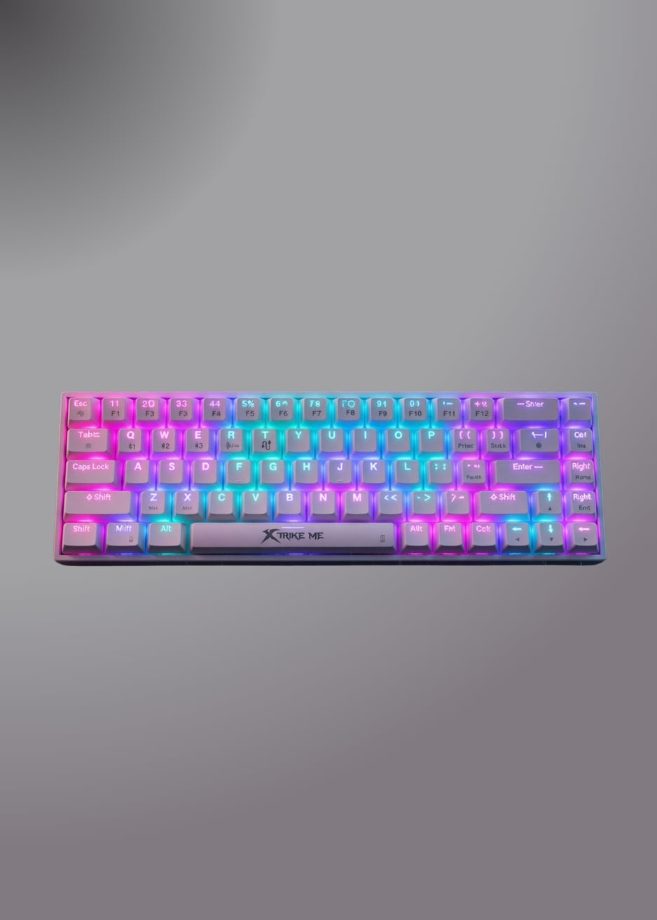 Xtrike Me Gk-995w Wh 68 Keys Wireless 2.4g Bt5.2 Tri Mode Gaming Mechanical Keyboard White