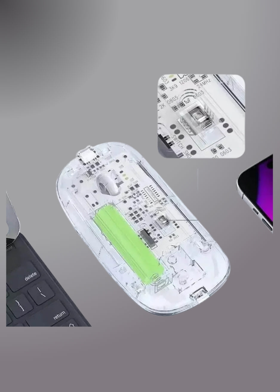 New Transparent Wireless+bluetooth Dual-mode Rechargeable Mouse