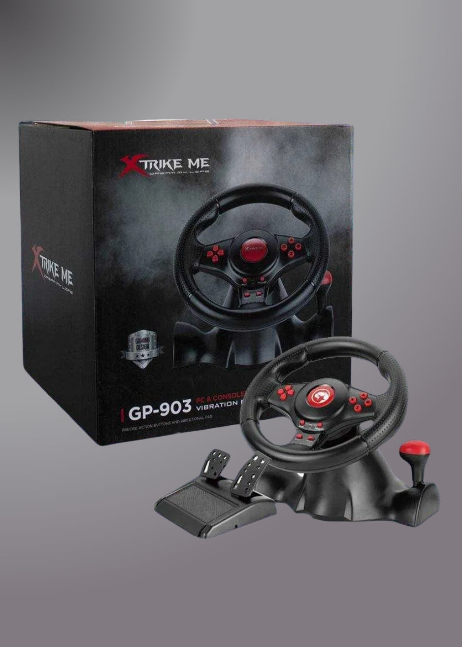 XTRIKE ME GP-903 RACING WHEEL WITH DUAL VIBRATION MOTORS REALISTIC GAMING EXPERIENCE