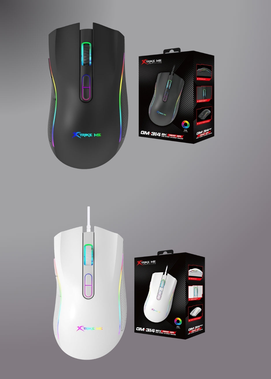 Xtrike Me Gm-314 Bk Wired Gaming Mouse Black/white