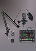 V10 BM-800 PODCAST CONDENSER MICROPHONE SET WITH LIVE SOUND CARD, RECHARGEABLE 12 KINDS OF AUXILIARY BACKGROUND FOR KARAOKE SINGING, YOUTUBE RECORDING MIC
