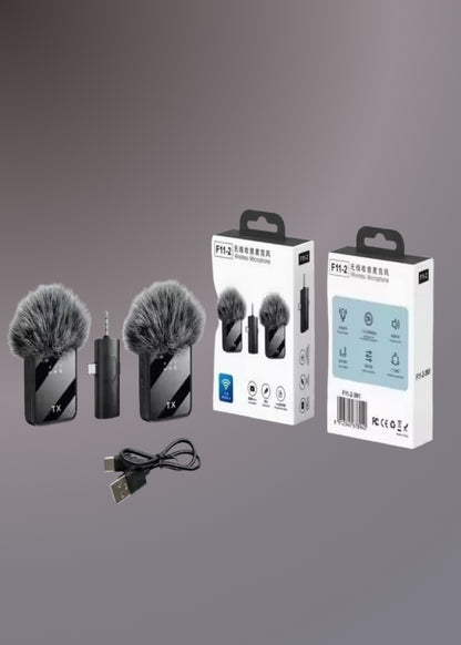 F11-2 (3 IN 1) NOISE CANCELLING WIRELESS DUAL MICROPHONE