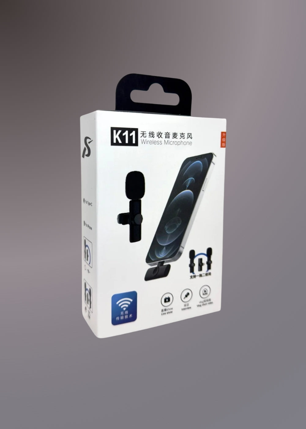 K11 2 IN 1 Collar Wireless Microphone Iphone/Android & Type C Supported