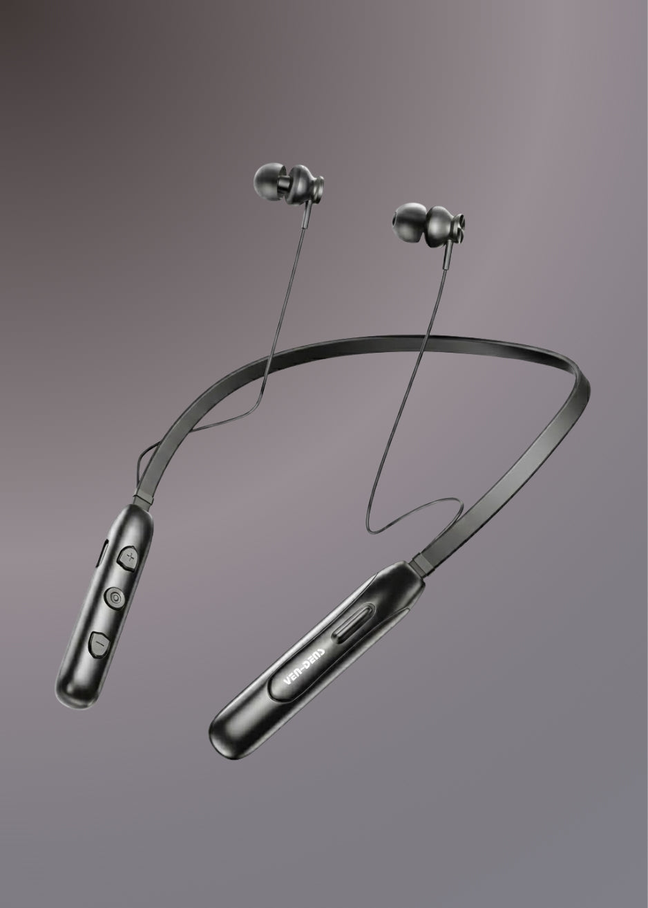 Ven dens VD-BT060 Bluetooth 5.3 Wireless Neckband 10H Talk Time 200mAh Battery, Deep Bass, Built-in Mic, 10m Range